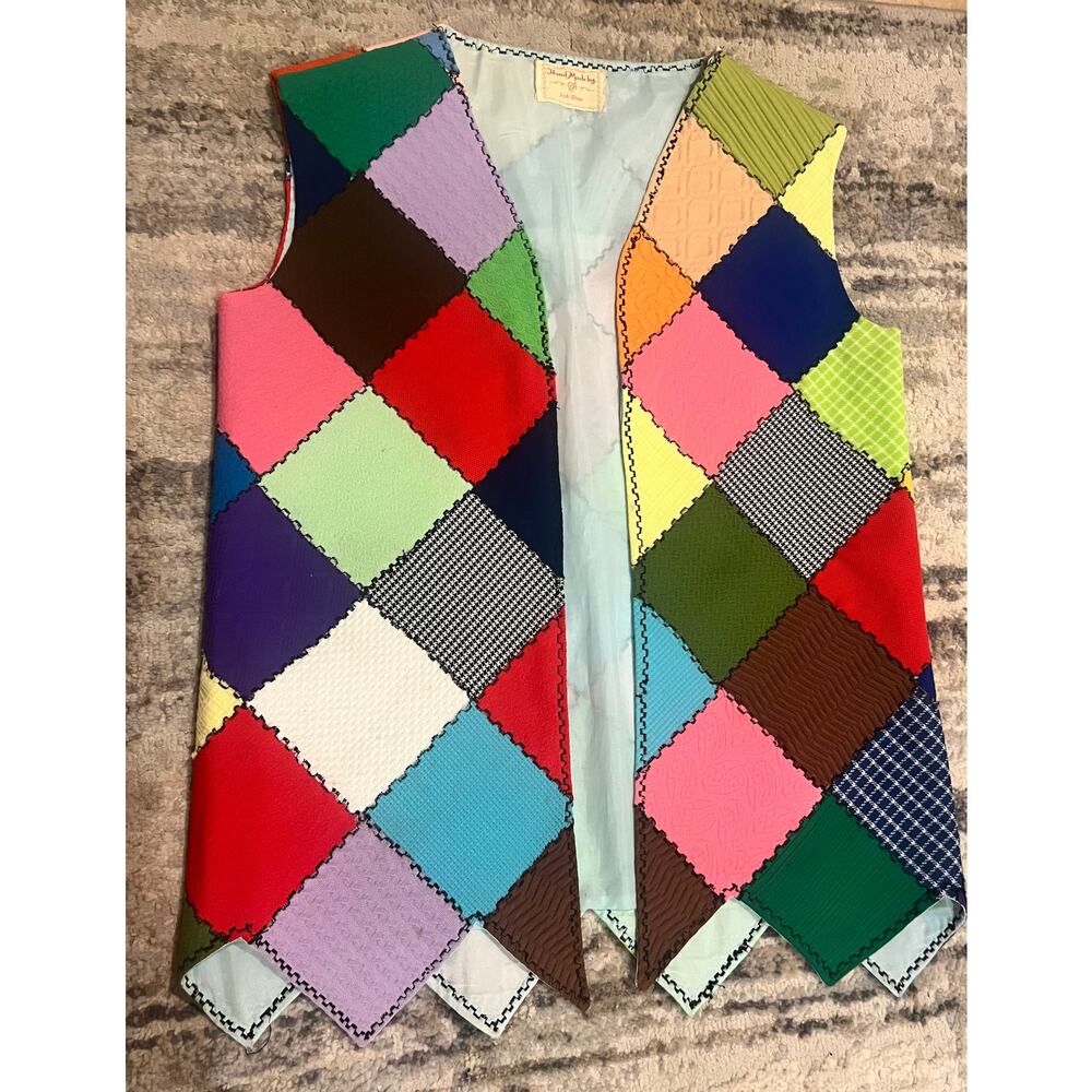 Vintage Patch Quilted Vest Handmade Great Condition Size Small
